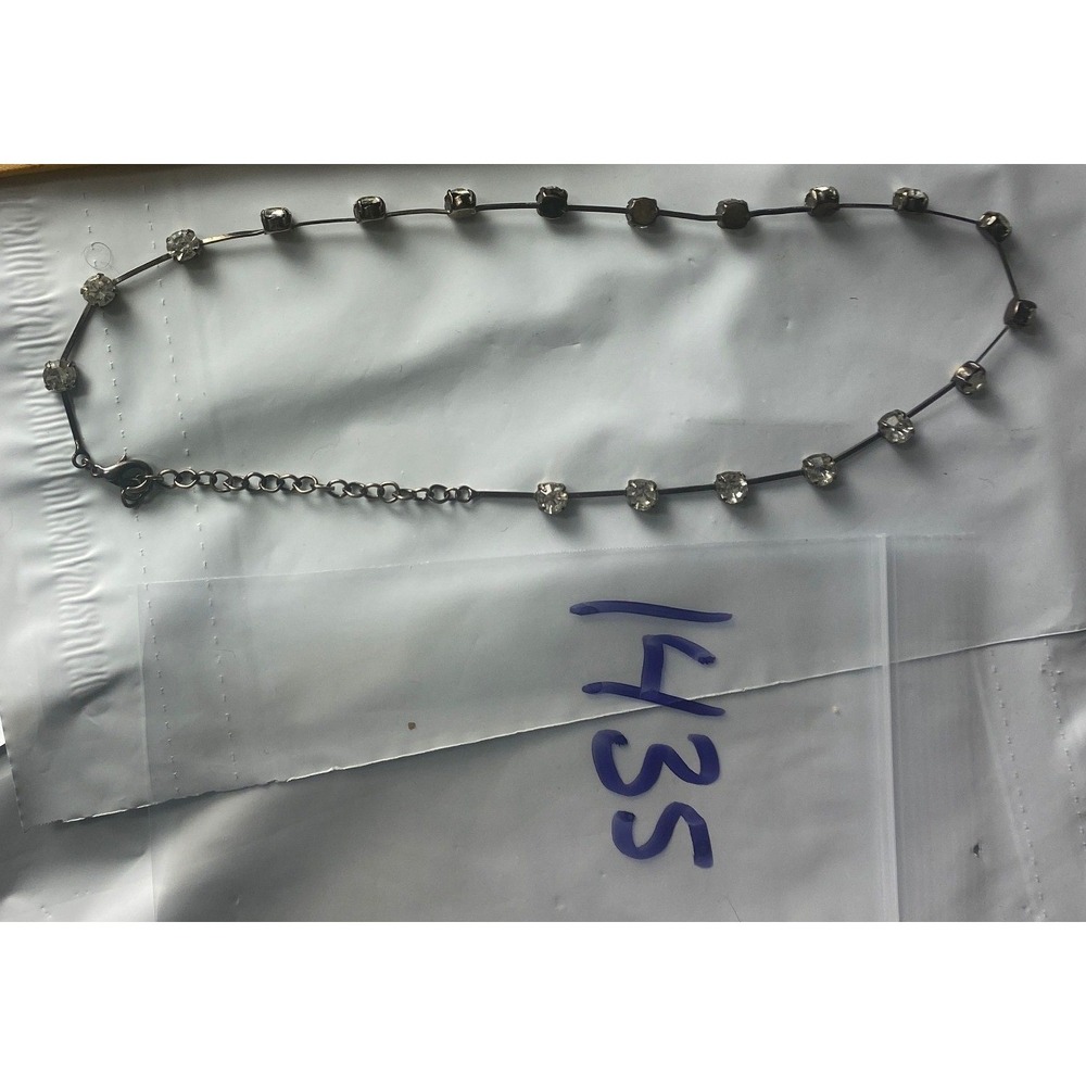 Sparkling Crystal Rhinestone Choker Necklace Adjustable Silver Tone Chain‎